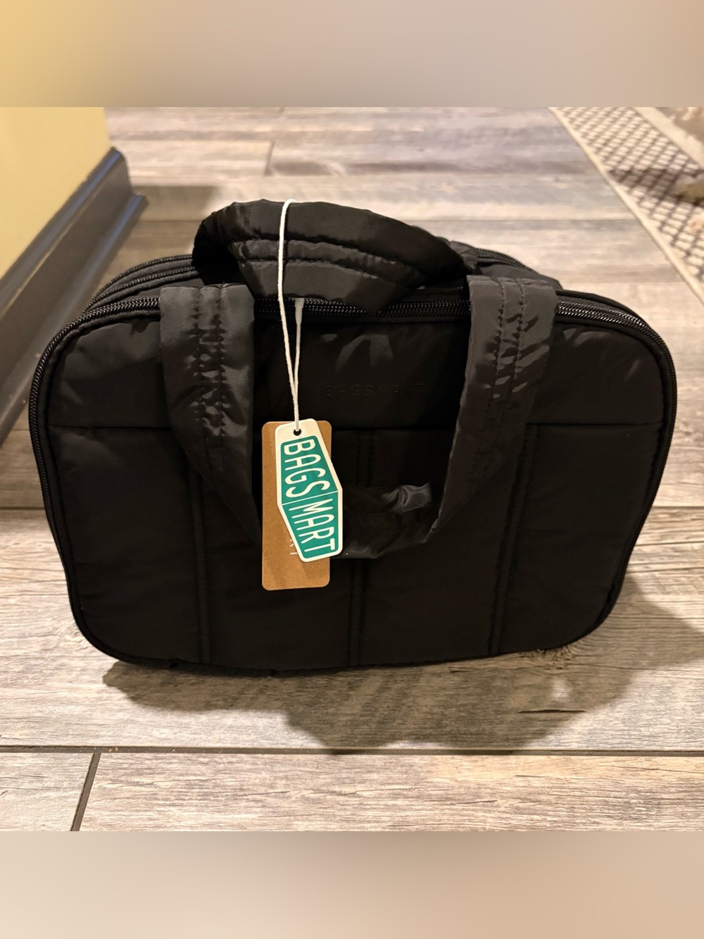 Bags Mart Black Quilted Toiletry Bag